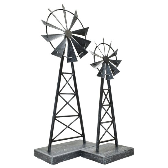 Adam & Friends Home Decor Metal Windmills (Large & Small) Sculpture | 2-Piece - Picture 2 of 4